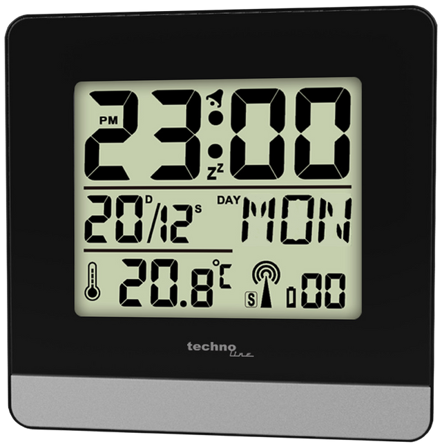 WT 260 - Funkwecker beleuchtet mit manueller Einstelloption, Wochentagsanzeige, Innentemperaturanzeige, Alarm mit Weckwiederholung