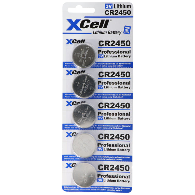 XCell CR2450 Lithium Batterie 3V, CR2450 Batterien im praktischen 5er Set