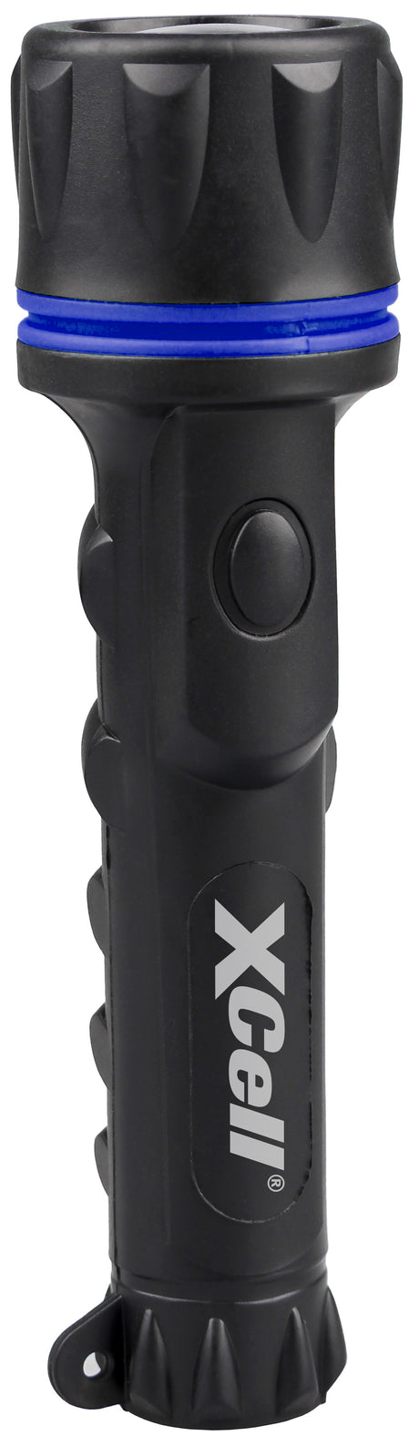 XCell LED-Taschenlampe Rubber 2AA – kompakte LED-Handlampe mit Gummi-Schutzmantel