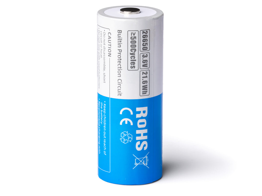 XTAR 26650 - 6000mAh, 3,6V - 3,7V Li-Ion-Akku PCB geschützt Max Power 10A