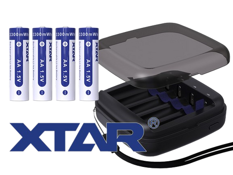 Xtar BC4 – Ladegerät + 4x AA (Mignon) LR6 1,5V Li-Ion Akkus