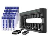 Xtar L8 – Ladegerät + 16x AA (Mignon) LR6 1,5V Li-Ion Akkus