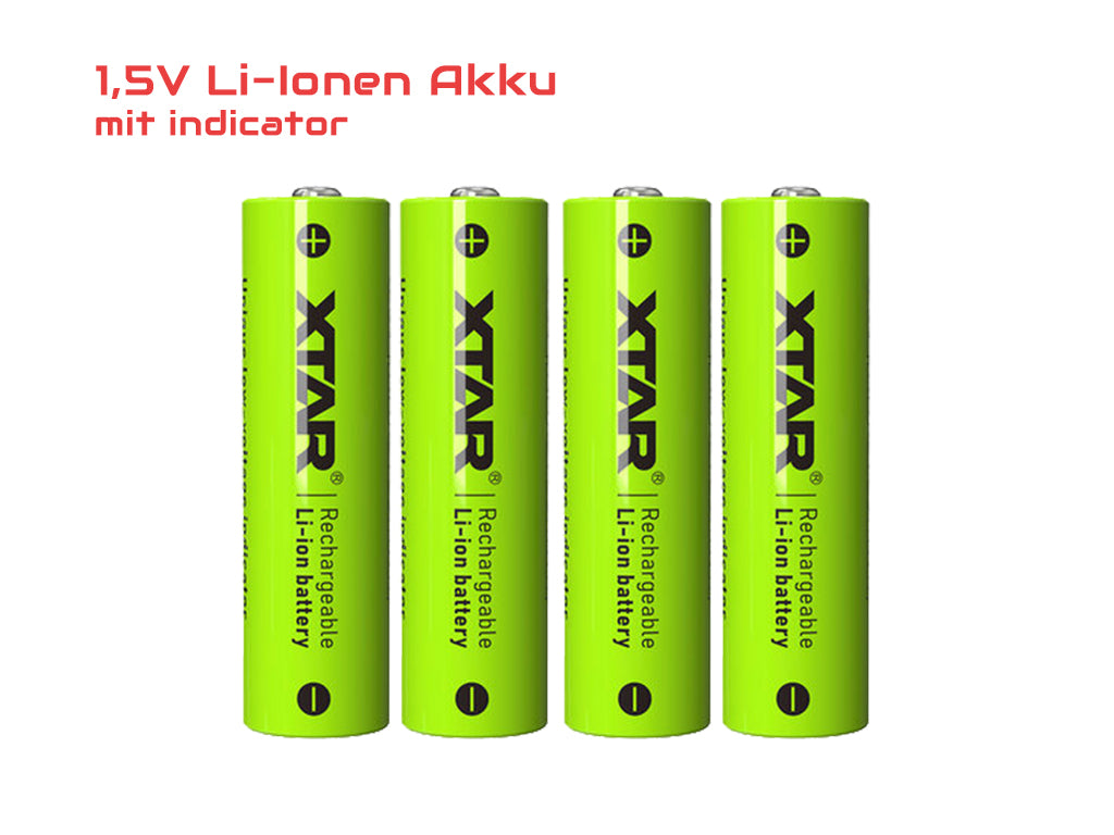 Xtar L4 – Ladegerät, incl. AA (Mignon) LR6 1,5V Li-Ion Akkus mit Akku-Wechselanzeige