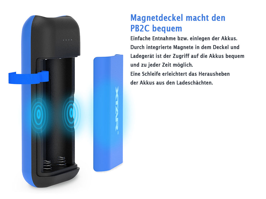 Xtar PB2C - Reise-Ladegerät & Powerbank für zwei 18650 Akkus