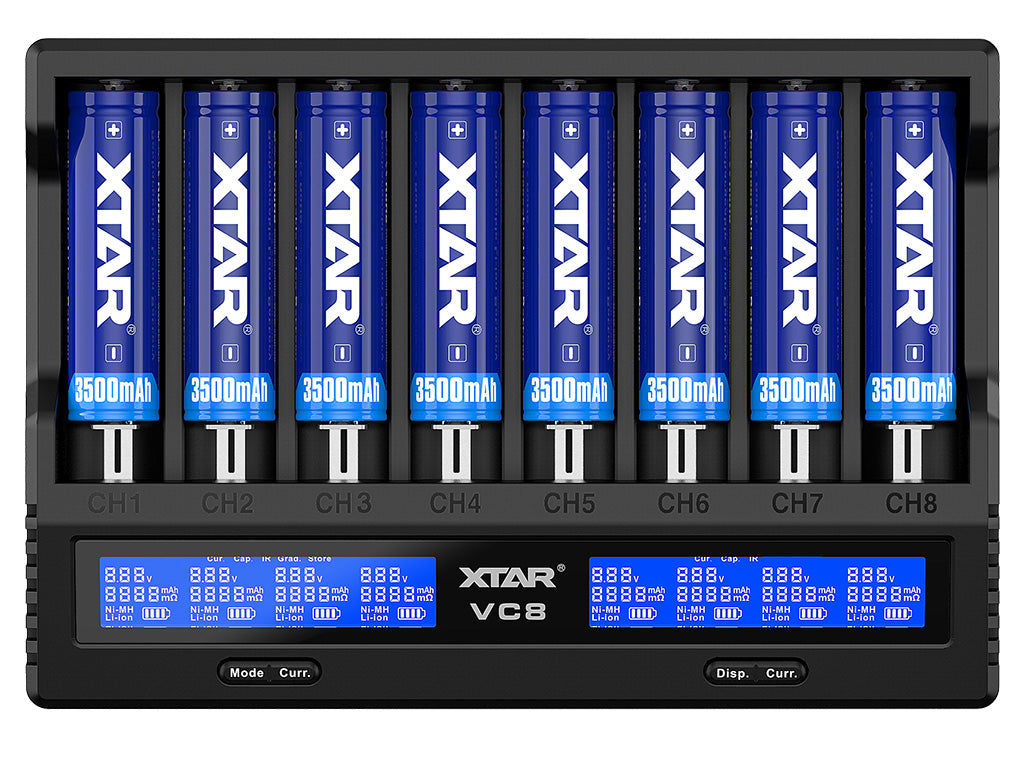 Xtar VC8 - Ladegerät für Li-Ion 3,6V - 3,7V und NIMH 1,2V Akkus