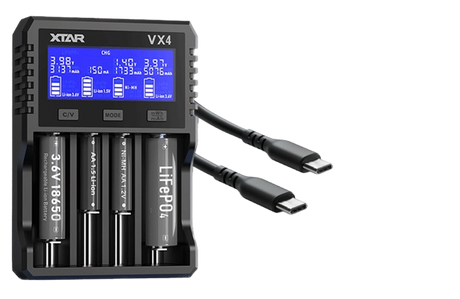 Xtar VX4 – Universelles Analyse Ladegerät für 1,5V; 3,6 - 3,7V Li-Ion; 3,2V LiFePO4 & 1,2V Ni-MH Akkus
