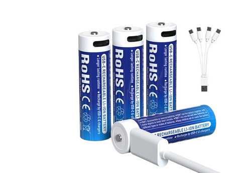 XTAR, 4x AA 1,5V Li-Ionen Akku 3000mAh – USB-C – mit gleichmäßig sinkender Spannung, mit integrierter Ladeelektronik, innovativ und zuverlässig