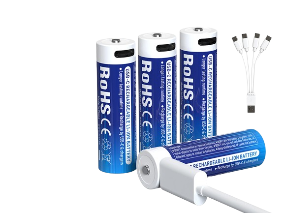 XTAR, 4x AA 1,5V Li-Ionen Akku 3000mAh – USB-C – mit gleichmäßig sinkender Spannung, mit integrierter Ladeelektronik, innovativ und zuverlässig