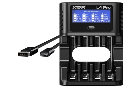 XTAR L4 Pro Akku Ladegerät – für Li-Ion 1,5V & NiMH/NiCd 1,2V AA/AAA Akkus, lädt Ihre Akkus präzise & sicher!