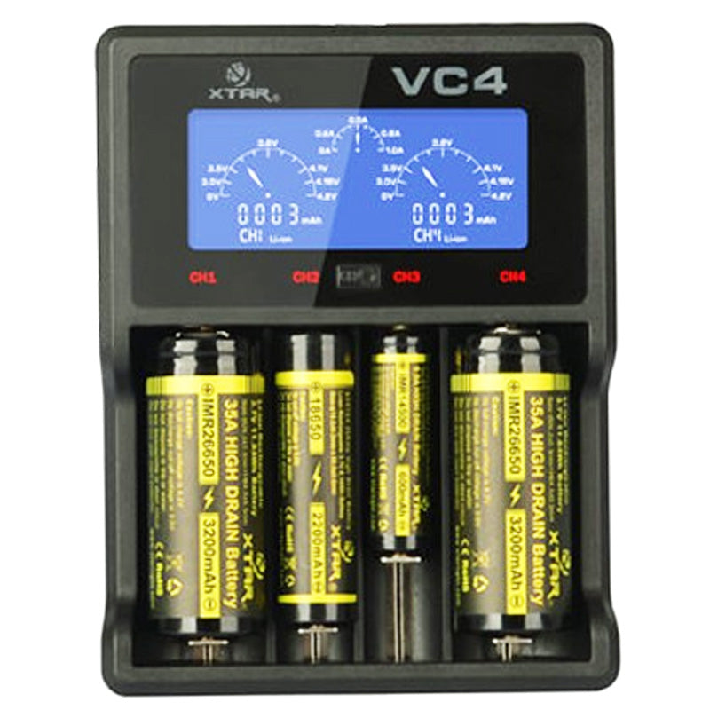 XTAR VC4 Schnell-Ladegerät inkl. 4 Panasonic eneloop Standard BK-3MCC1 AA Mignon Akkus + AkkuSafe