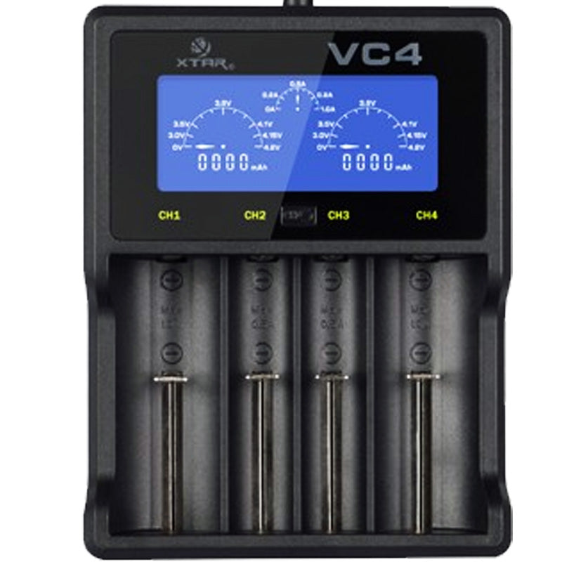 XTAR VC4 Schnell-Ladegerät inkl. 4 Panasonic eneloop Standard BK-3MCC1 AA Mignon Akkus + AkkuSafe