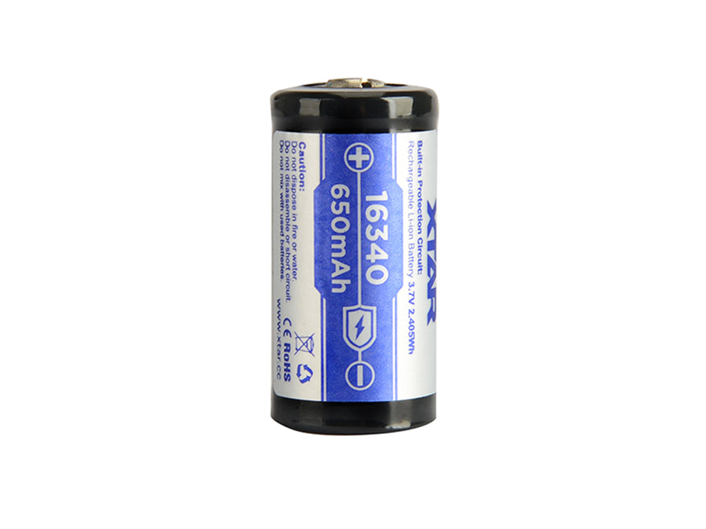 Xtar 16340 (LIR123A) - 650mAh 3,6V - 3,7V Li-Ion-Akku geschützt