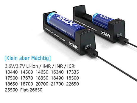 Xtar MC1 - Ladegerät für Li-Ion-Akkus 3,6V/3,7V inkl. USB-Kabel