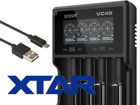 Xtar VC4S - Ladegerät für Li-Ion 3,6V - 3,7V und NIMH 1,2V (1,5V) Akkus
