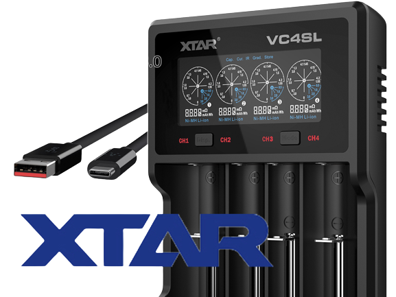 Xtar VC4SL QC3.0 - Ladegerät für Li-Ion 3,6V - 3,7V und NIMH 1,2V Akkus