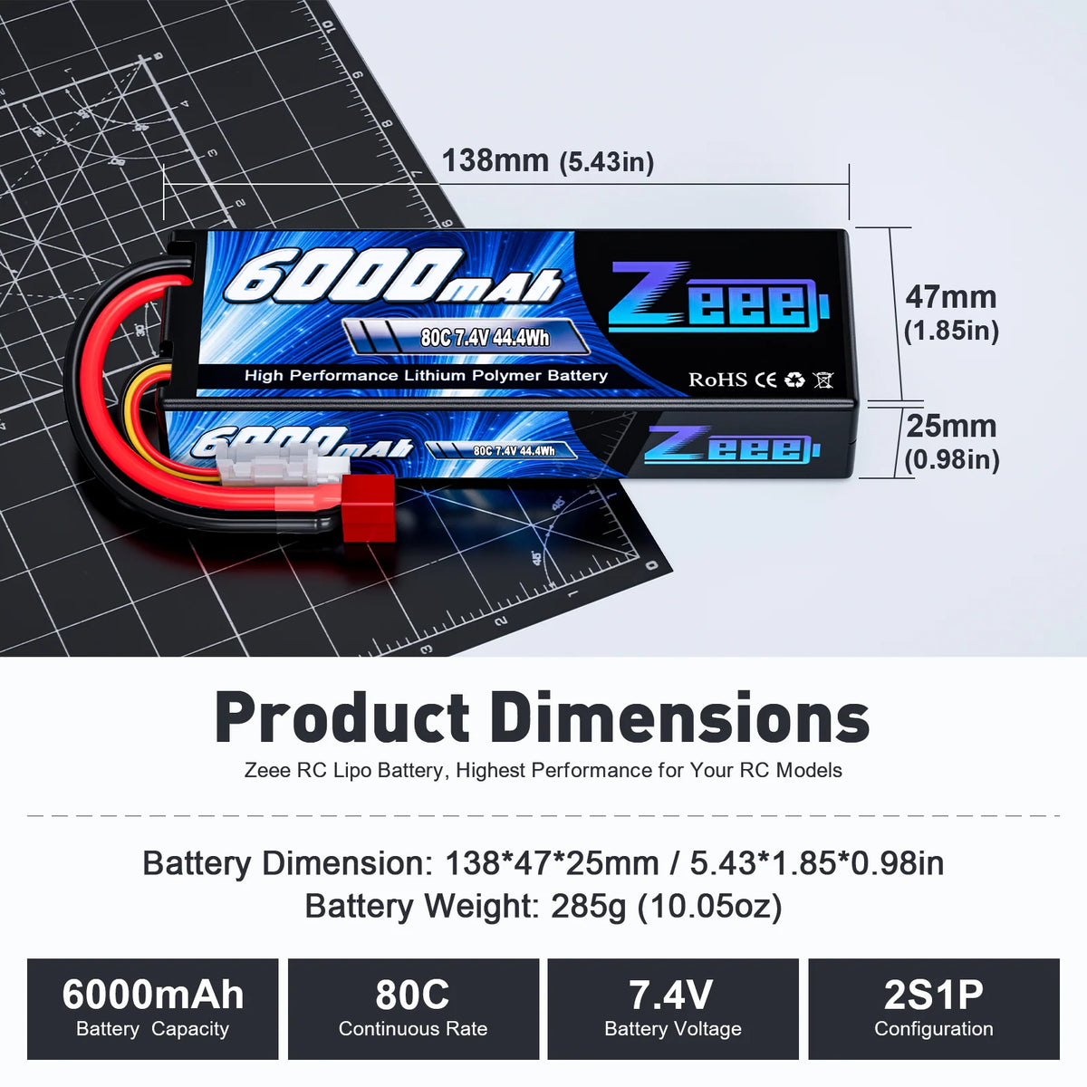 6000mAh / 2S / Deans