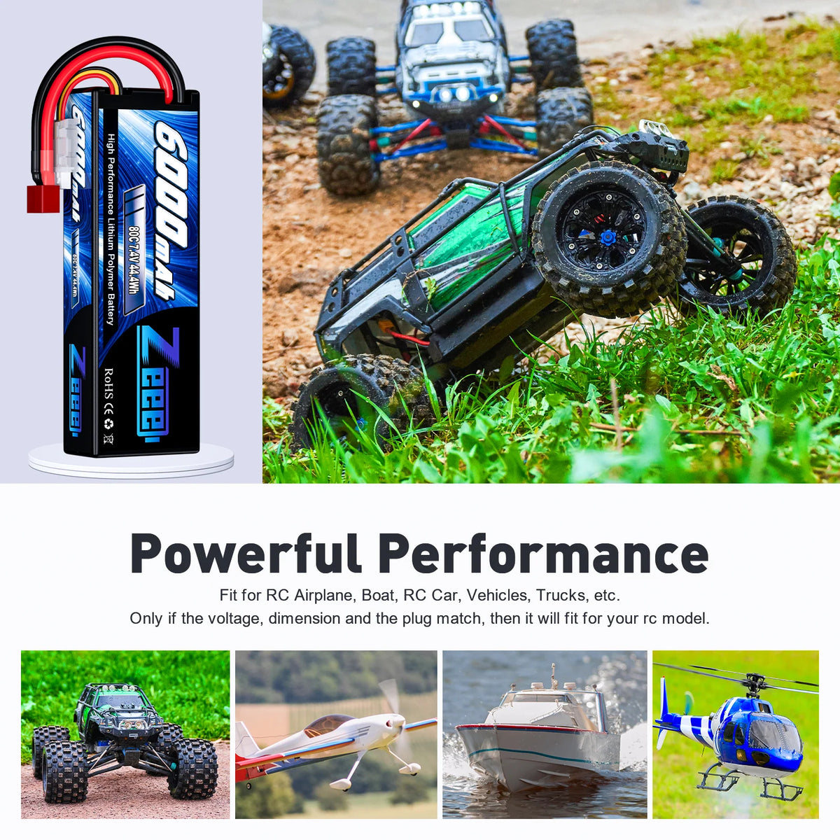 6000mAh / 2S / Deans