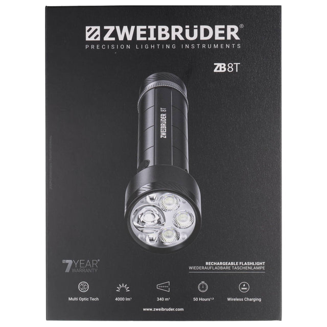 Zweibrüder ZB8T mit 4.000 Lumen 340 m Reichweite, Autofokus, Ladestation