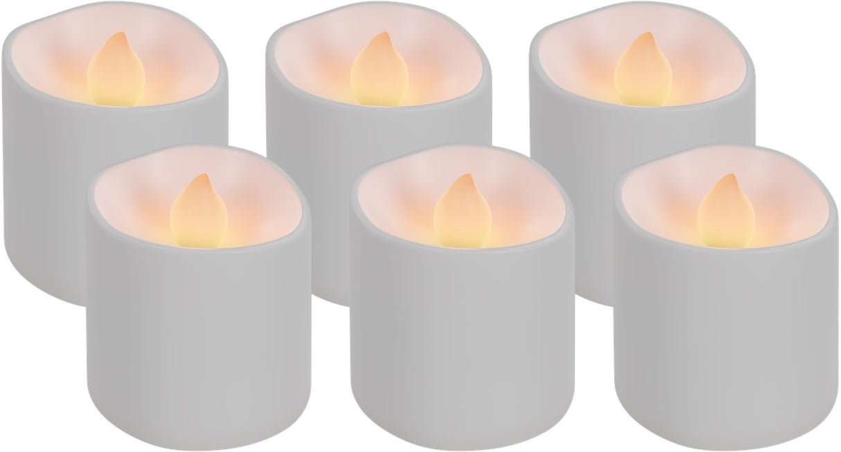 Goobay 6er-Set LED-Teelichter - Kerzen-Set mit Fernbedienung, für den Innenbereich (IP20), warmweiß (2700 K), Aufladung über USB