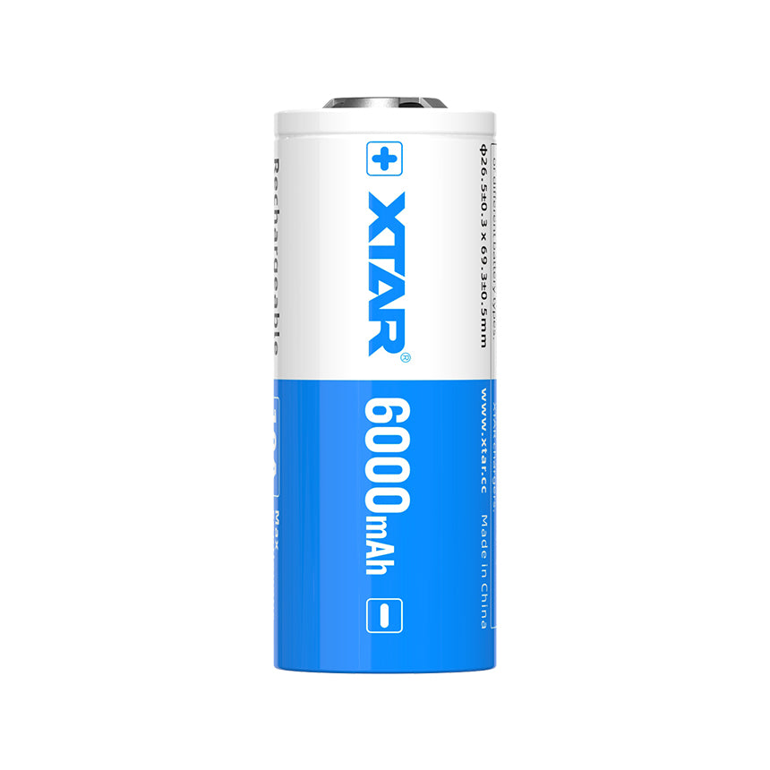XTAR 26650 - 6000mAh, 3,6V - 3,7V Li-Ion-Akku PCB geschützt Max Power 10A
