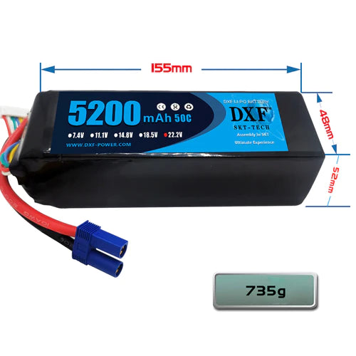 DXF 6S 5200mAh 22,2V 80C Soft Case EC5 Lipo Akku
