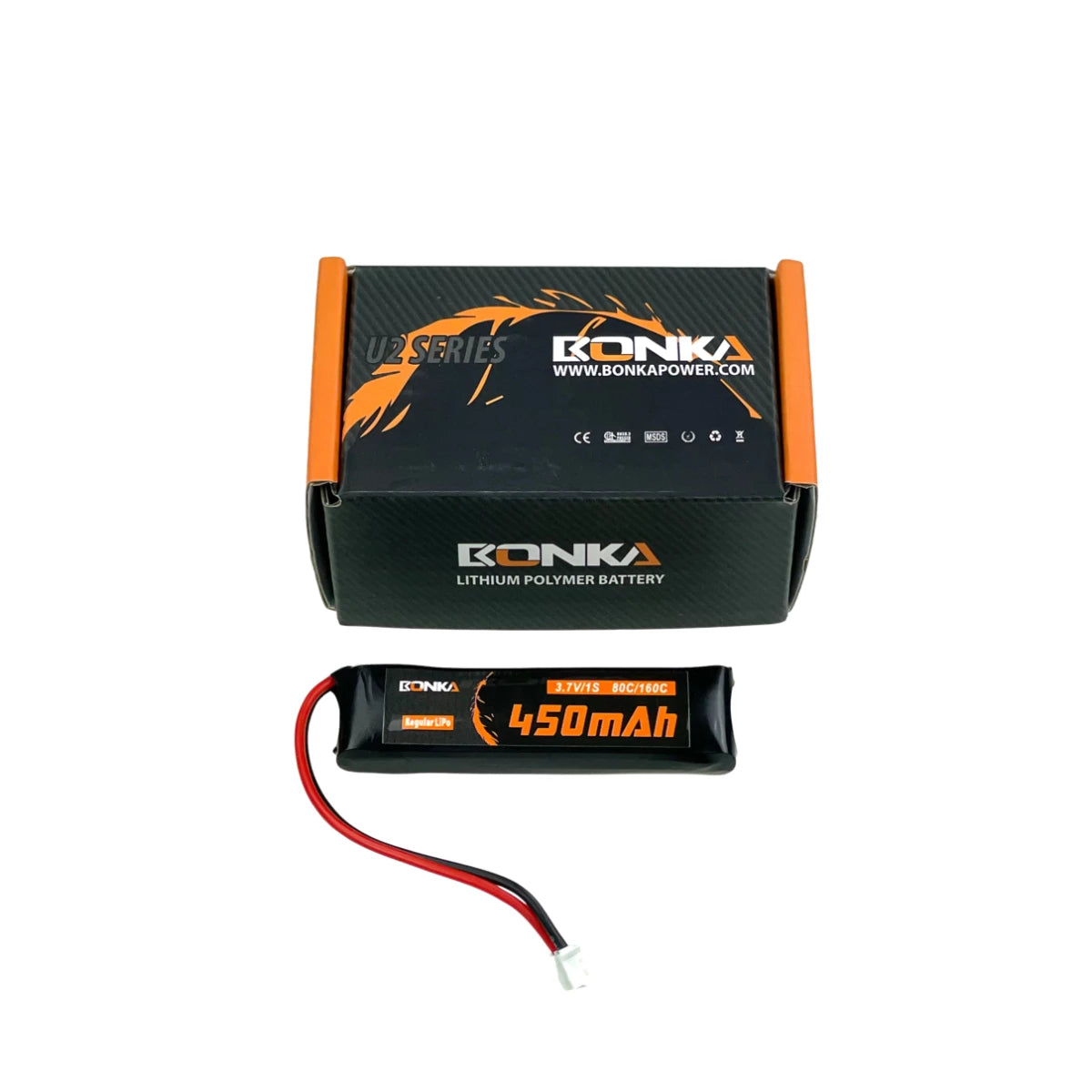 Bonka Lipo Akku 450mAh 3,7V 1S 80C/160C FPV PH2