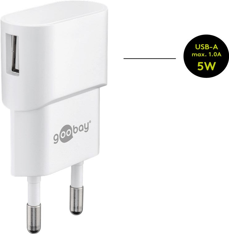 Goobay USB-C™ Ladeset 1 A - Netzteil mit Type-C™ Kabel 1m (weiß)