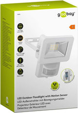 Goobay LED-Außenstrahler, 10 W, mit Bewegungsmelder - mit 850 lm, neutralweißem Licht (4000 K), PIR-Sensor mit ON-/OFF-Funktion und M16-Kabelverschraubung, für den Außeneinsatz geeignet (IP44)