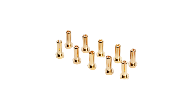 4mm Gold Steckverbinder - WorksTeam - 14mm lang (10 St.)