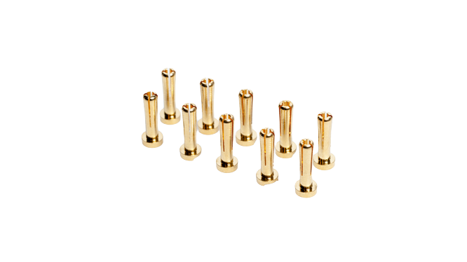 4mm Gold Steckverbinder - WorksTeam - 14mm lang (10 St.)
