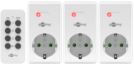 Goobay Funksteckdosen-Set 3+1 - 3x Schutzkontakt-Steckdose und 1x Fernbedienung