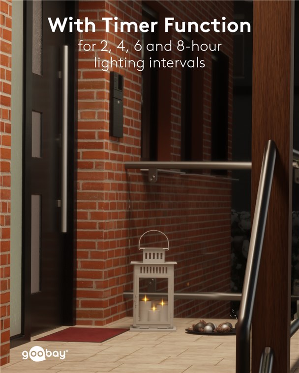 Goobay 3er-Set LED-Kerzen "Outdoor" LED-Beleuchtung mit Fernbedienung, für den Innen- und Außenbereich (IP44) warmweiß (3000 K) batteriebetrieben