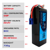 DXF 6S 5200mAh 22,2V 80C Soft Case EC5 Lipo Akku