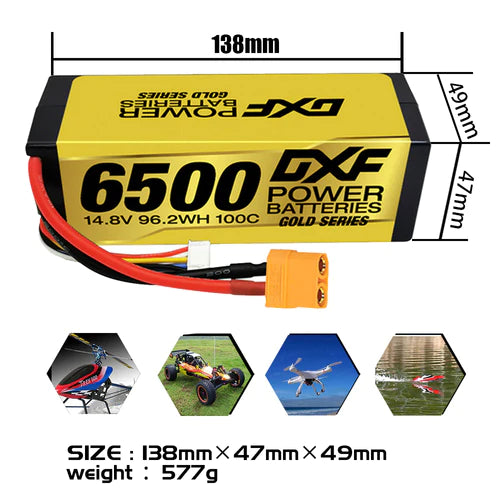DXF 4S 6500mAh 14,8V 100C GoldSeries Graphene Hardcase Lipo Akku