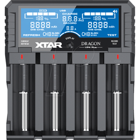 Xtar VP4 Plus "Dragon" Ladegerät für Li-Ion, Ni-MH und 3s Akkupacks