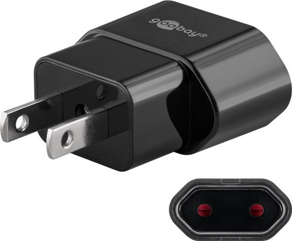 Goobay Netzadapter US/Japan - Eurostecker (Typ C, CEE 7/16)  US-/Japan-Stecker (Typ A, NEMA 1-15, 2-polig)