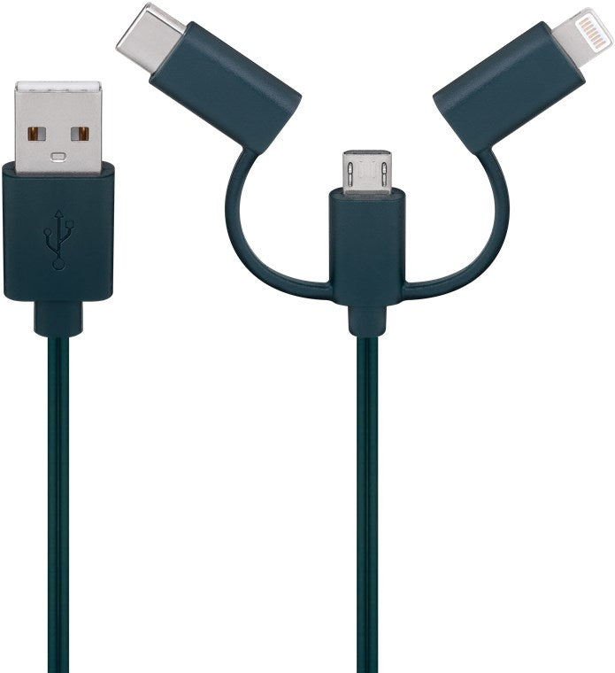 Goobay Smartphone-USB-Ladekabel mit LED-Leuchten - mit 8 bunten Leuchten, lädt gängige Android-Smartphones, iPhones, USB-C™- und Micro-USB-Geräte