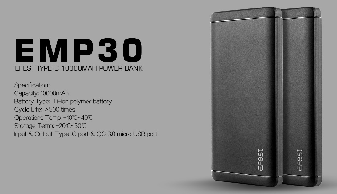 Efest EMP30 Typ C USB-Powerbank mit 10.000mAh