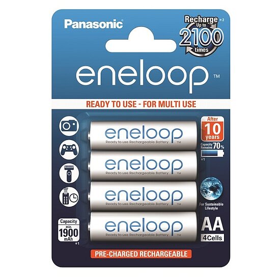 Eneloop Panasonic Ni-MH Akku 1900mAh AA 1,2V - 4er Blister BK-3MCCE/4BE