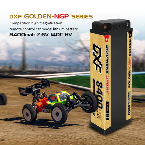 DXF 2S 8400mAh 7,6V 140C GOLDEN Grapehe Hardcase 5mm LiPo Akku ( 2 St. )