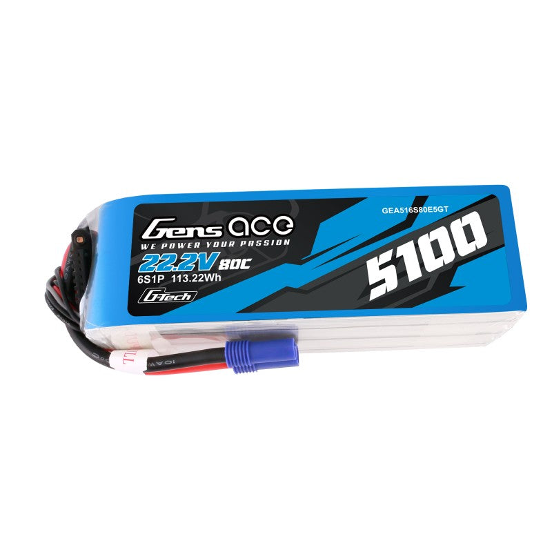 Gens ace G-Tech 5100 mAh 80 C 22,2 V 6S1P Lipo-Akku mit EC5-Stecker