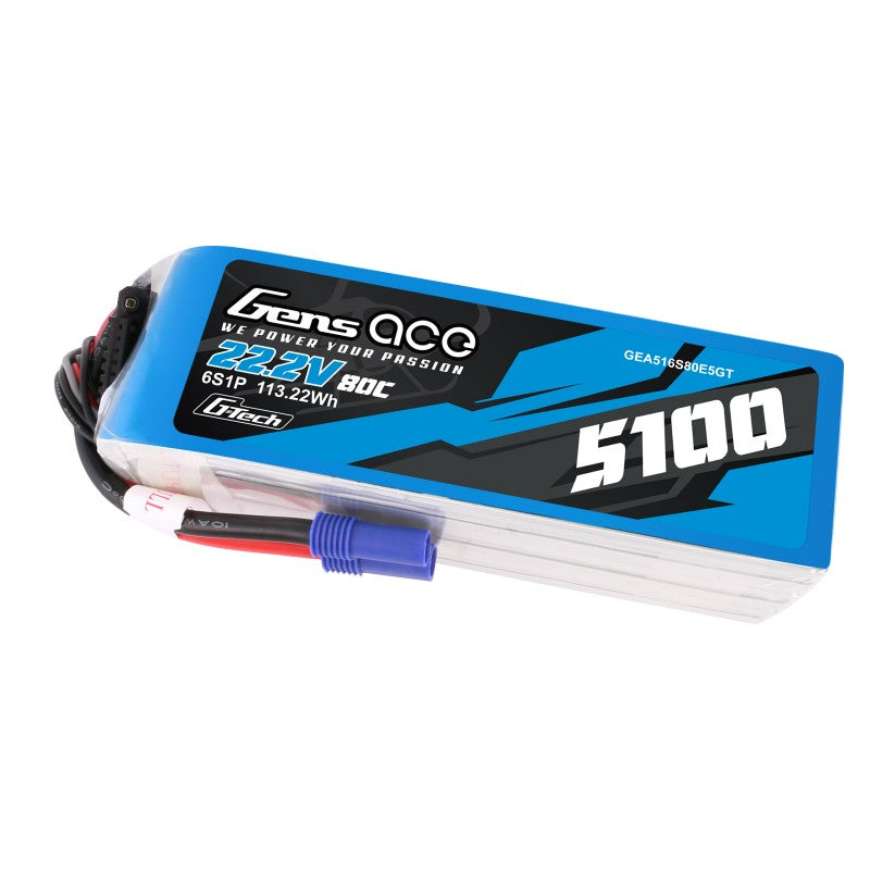 Gens ace G-Tech 5100 mAh 80 C 22,2 V 6S1P Lipo-Akku mit EC5-Stecker