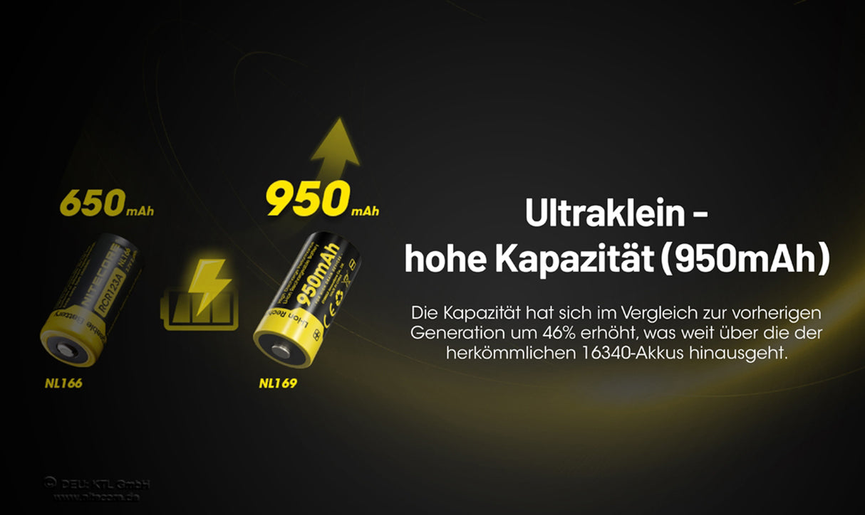 Nitecore 16340 NL169 950mAh 3,7V RCR123A