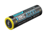 Nitecore Li-Ion Akku Typ 21700 - 4200mAh LTHPR, Low Temperature, USB ladbar