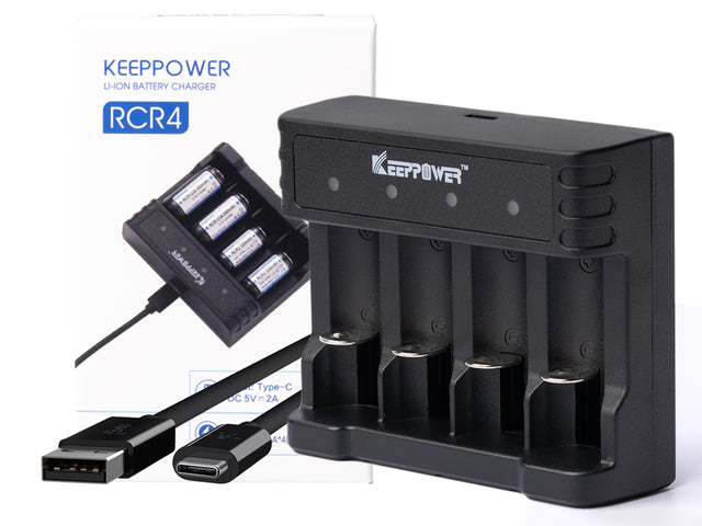 Keeppower RCR4 Li-Ion Ladegerät für RCR2 RCR123A 16340 3,6V - 3,7V