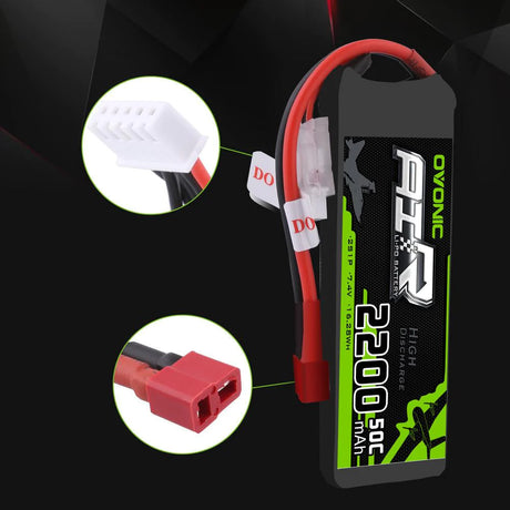 Ovonic 2S 2200mAh 50C 7,4V T-Stecker LiPo Akku (2 Stück)