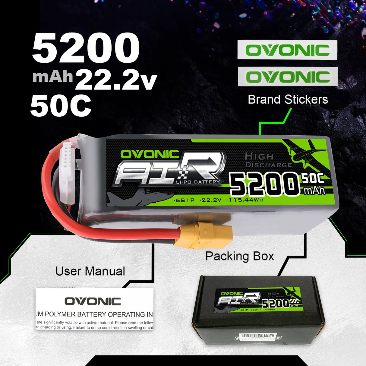 Ovonic Air 6S 5200mAh 22,2V 50C XT90 LiPo