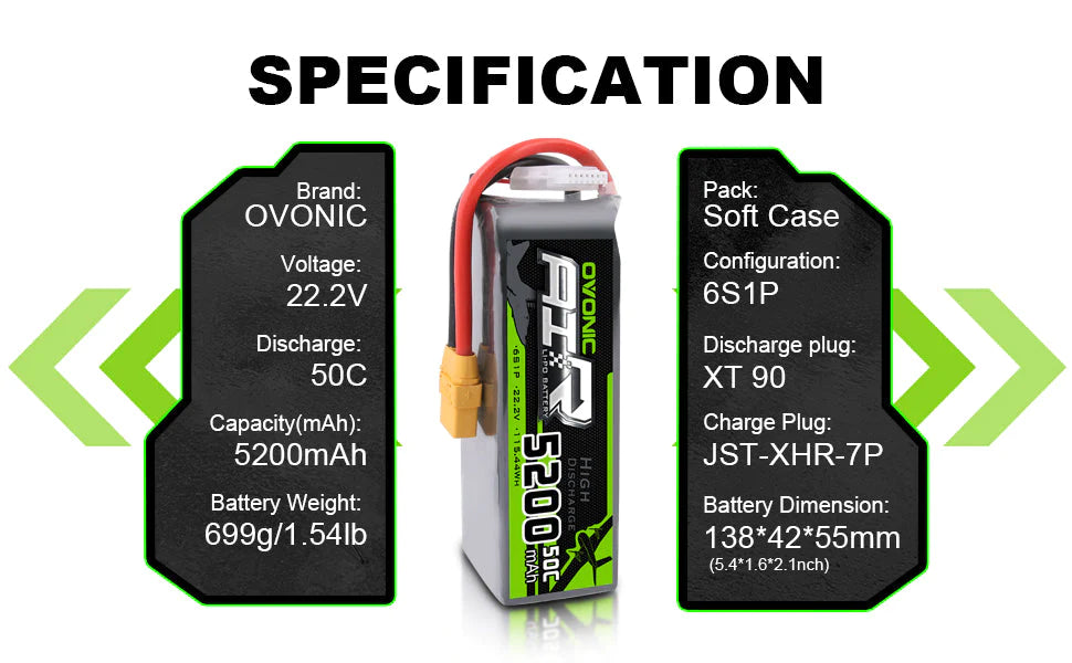 Ovonic Air 6S 5200mAh 22,2V 50C XT90 LiPo