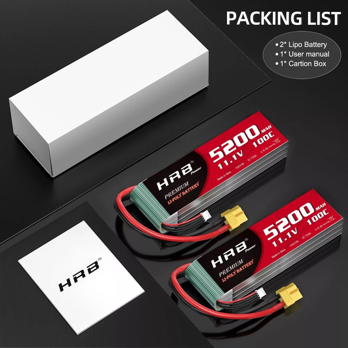 HRB 3S 5200mAh 11,1V LiPo-Akku mit XT60-Stecker (2 St.)
