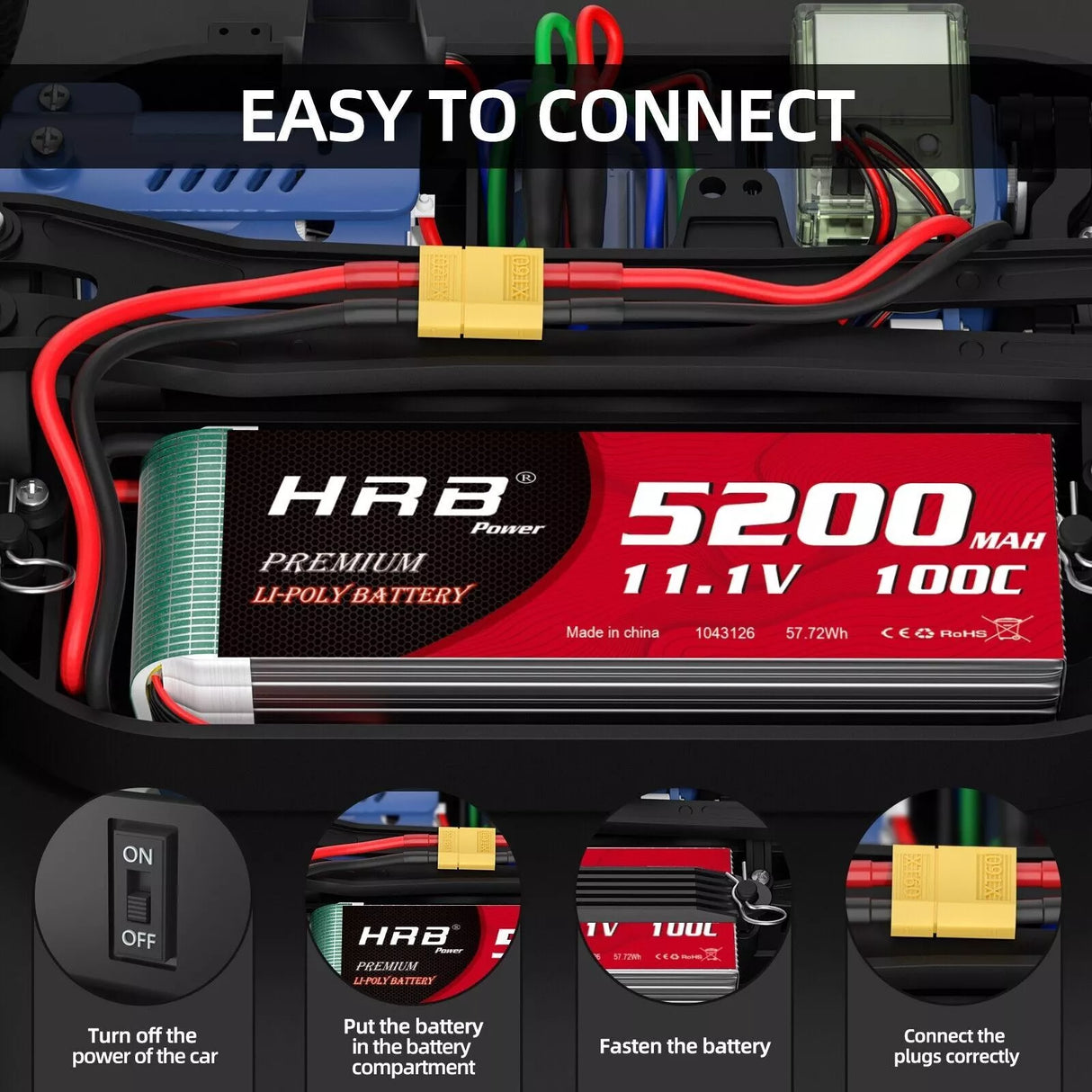 HRB 3S 5200mAh 11,1V LiPo-Akku mit XT60-Stecker (2 St.)